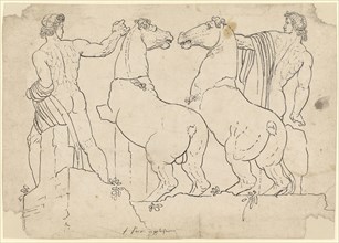 The horse tamer of Monte Cavallo, Rome, pen, sheet: 31.8 x 45 cm, signed: HBock [ligated], Hans