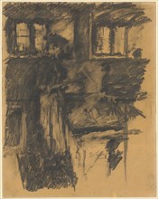 Woman in the kitchen, (1895), coal, partly wiped, partly overworked (carpenter?) Pencil, mounted,