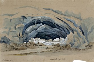 Glacier Gate of the Black Lütschine near Grindelwald, 1826, pencil, quill, watercolor and opaque