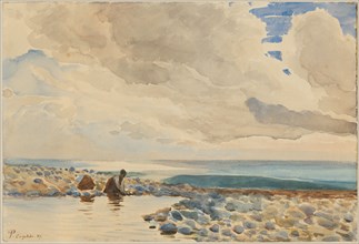 Scrubber by the sea near Cogoleto, 1887, pencil, watercolor, lacquer (?), Sheet: 26 x 38.5 cm, U. l