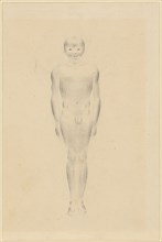 Knabenakt with closed legs and stretched arms, pencil, sheet: 27.4 x 18.1 cm, unsigned, Otto