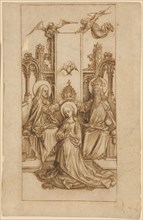 The Coronation of Mary, c. 1490, brown feather, brown washed, sheet: 31 x 20.4 cm, unsigned, Hans