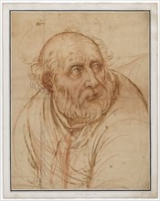The Apostle Peter, c. 1585, brush in brown and gray, red chalk, firmly wound, Leaf: 55.2 x 43 cm,