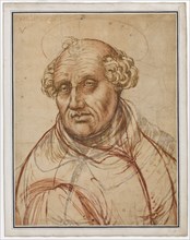 The apostle Philip, c. 1585, brush in brown and gray, red chalk, firmly wound up, leaf: 55.5 x 42.9