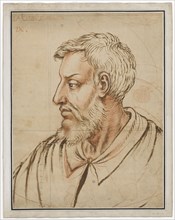 The Apostle James Minor, around 1585, brush in brown and gray, red chalk, firmly wound up, leaf: 55