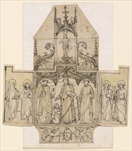 Design for a winged altar, around 1500, feather and brush in dark brown, over black chalk (or
