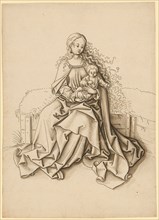 Maria with the child on the lawn, feather in dark brown, gray-brown washed, page: 21.8 x 15.7 cm,