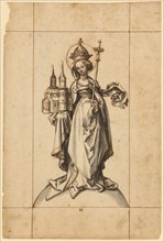 The Holy Empress Kunigunde, c. 1500, quill in brown, on traces of charcoal drawing, gray wash,