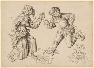 Dancing Farmer Couple, Early 16th C., Feather in Black Brown, Leaf: 15.7 x 21.5 cm, Unrecorded,