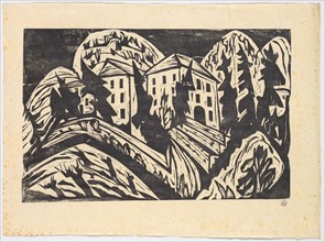 Villa Loverciana, c. 1925, woodcut on Japanese paper, sheet: 51.7 x 70.8 cm (largest mass) |,