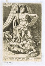 Personification of Politics (Politeia), 1579, copperplate engraving on paper, sheet: ca. 14 x 9 cm,