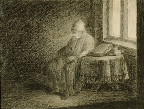 Jeremiah Wildt-Socin in the house skirt (Beatus ille qui procul negotiis), 1788, charcoal or black