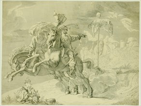 Faust and Mephistopheles galloping past the Rabenstein on horseback, 1816 (issue 1825), copperplate