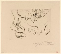 Animal sketches (cows, chickens), drypoint, sheet: 20.3 x 23 cm |, Plate: about 12 x 16 cm, R.