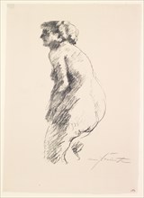 Female nude in the lost profile to the left, lithograph, sheet: 43 x 30.8 cm (largest mass), R.