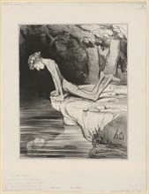 Le beau Narcisse, 1842, chalk lithograph, 1st condition (from 4), sheet: 35.7 x 27.3 cm |, Image: