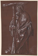 The apostle Philip, feather in black, heightened with white, on brown primed paper, page: 30.5 x 20