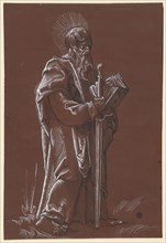 The Apostle Paul, pen in black, heightened with white, on brown-primed paper, page: 30.2 x 20.2 cm,