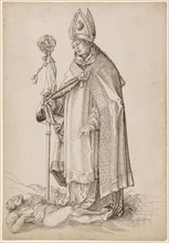 St. Valentin in the episcopal gown, feather in black, folia: 32.1 x 22.3 cm, unsigned, Anonym,