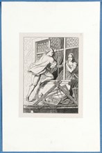 The beloved Holbein at the window of Maria, c. 1857, pen lithograph, mounted on base paper, mounted