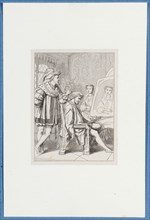 Holbein portrays Anne Boleyn, around 1857, pen lithograph, mounted on base paper, mounted in