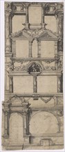 Design for a facade painting at the house Zum Greifenstein in Basel, 1st half of the 16th century,