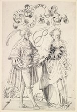 Nobleman and Fraulein in Conversation (The Challenge of a Freeman), 1510/14, feather in black,