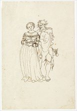 Woman with a ragged fool, 1st half of the 16th century, feather in brown, leaf: 15.6 x 10.6 cm,