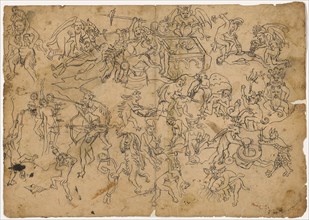Hell scenes, last quarter of the 15th century, feather in black, page: 21.6 x 30.8 cm, unmarked,