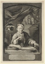 Self-portrait by Johann Elias Ridinger on the drawing table, 1767, mezzotint (scrawp), sheet: 42 x