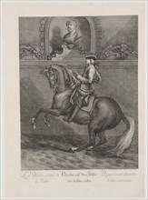 Passades on the conclusion of the half-volte, 1734, etching, sheet: 60.2 x 43.5 cm |, Plate: 54.5 x