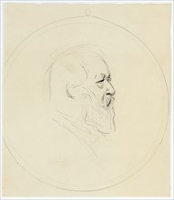 Portrait of Arnold Böcklin in profile to the right, 1897, charcoal, sheet: 24 x 20.8 cm, Hans