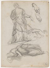 After Paul Veronese: Esther and one of Loth's daughters, 1866/69, pencil, verso: pencil, sheet: 24