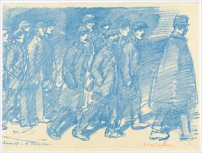 Without title, lithograph in blue, 99/100, sheet: 28.3 x 37.4 cm, U. r., signed in red pencil: