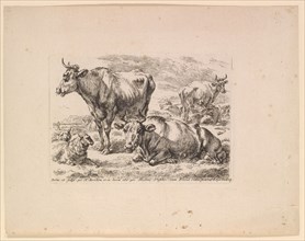 Cows in the pasture, 1679-1680, etching, sheet: 21.2 x 27.3 cm |, Plate: 11.9 x 16.9 cm, in the