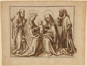 The sacred clan (Anna Selbdritt with Joseph and Joachim), c. 1500, pen in brown, brown washed,