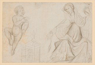Child Jesus and Seated Mary with a spindle, 1st quarter of the 15th c., Silver pencil, on paper
