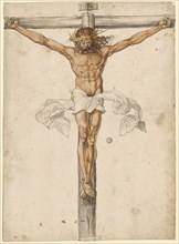 Christ on the Cross, pen in black, watercoloured, on thin, fine-fingered paper, sheet: 31 x 22.5