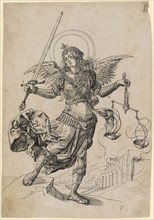 Lady Justice, 1573, feather in black, leaf: 28.8 x 20 cm, U. l., dated and monogrammed: 1573, DLM