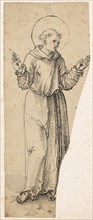Saint Francis, standing, with outstretched arms, pen in black, Journal: 27.9 x 6.6 cm /11.2 cm, Not