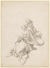 Seated couple and elderly woman, c. 1510, silver pen, on white primed paper, page: 21 x 15.3 cm,