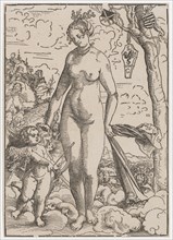 Venus and Cupid, around 1509, woodcut, leaf: 28.7 x 20 cm |, Picture: 28.4 x 20 cm, O. r.,