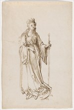 St. Catherine, 1st half of the 16th century, feather in brown, Journal: 216 x 144 mm, 146, Not