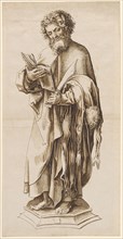 The hl., Bartholomew (statuette), 1st half of the 16th century, brown ink and brush, page: 43.9 x