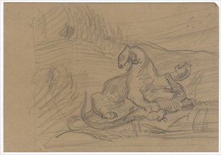 Wild Animal and Crocodile, 1866/69, pencil on brown paper, sheet: 12.5 x 17.9 cm, unmarked, Paul
