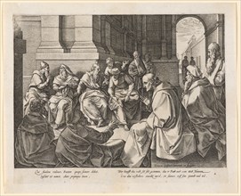 Boas with the Ten Elders, 1580, copperplate, plate: 22 x 27.8 cm |, Leaf: 24.8 x 30.2 cm, U. r.,