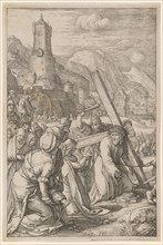 The Cross Carrying, copperplate, plate: 20.3 x 13.5 cm |, Leaf: 20.6 x 13.8 cm, U. l., numbered: 9,