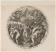 The separation of the good and the bad, c. 1578, copperplate, plate: 26.3 cm (diameter) |, Leaf: 27