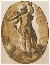 Helios, 1588/90 (probably print 1617/20), chiaroscuro woodcut of three plates (ocher, light brown