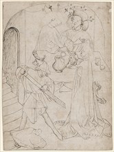The beheading of John, Salome before Herod and Herodias, c. 1440/50, feather in gray-black, page:
